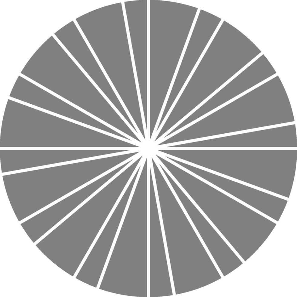 Evenly spaced rays radiate symmetrically from the center forming a structured circular pattern. vector