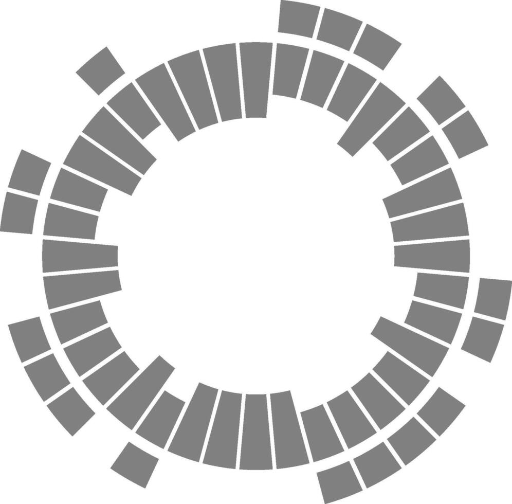Thin concentric and radial lines integrate into a circular wheel design showcasing detailed linear balance. vector