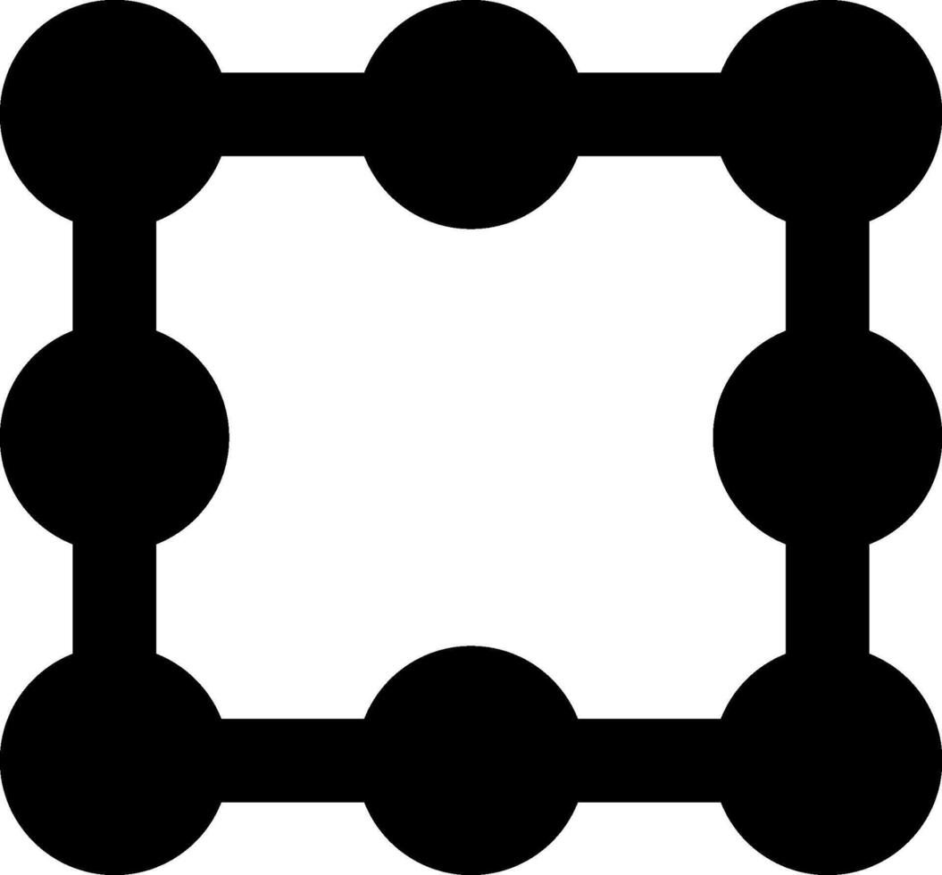 Circular nodes arranged along the edges forming a structured corner pattern with linked elements. vector