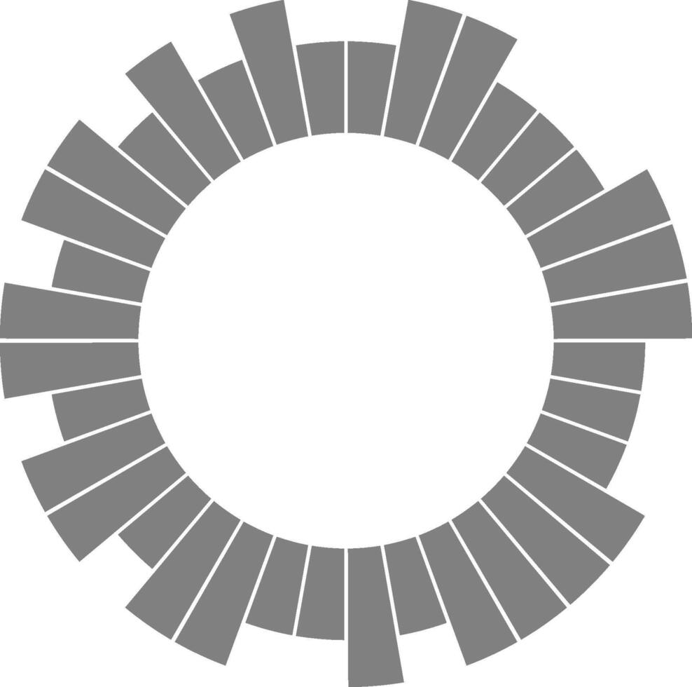 Radial wheel layout divides business data into equal circular sections forming a coherent structure. vector
