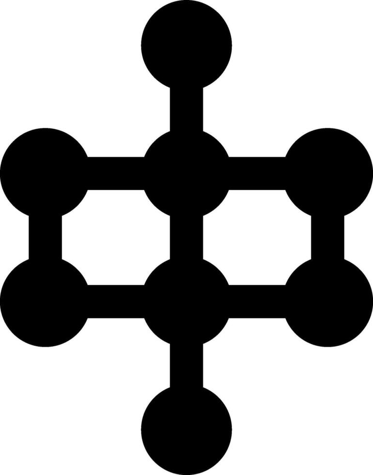Structured framework of circular nodes linked by geometric segments in an organized pattern. vector