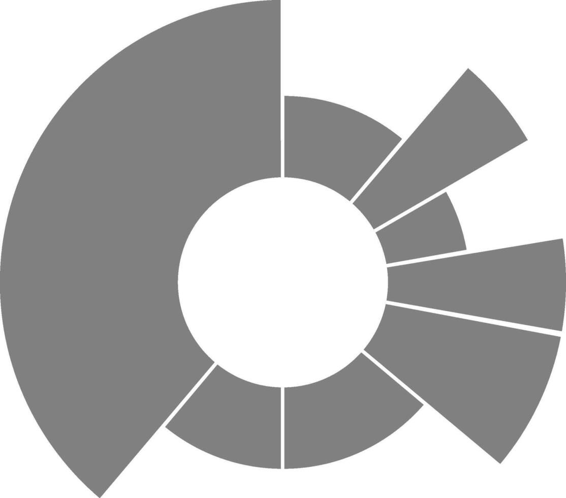 Modular circular divisions connect as interlocking radial components forming a unified conceptual system. vector