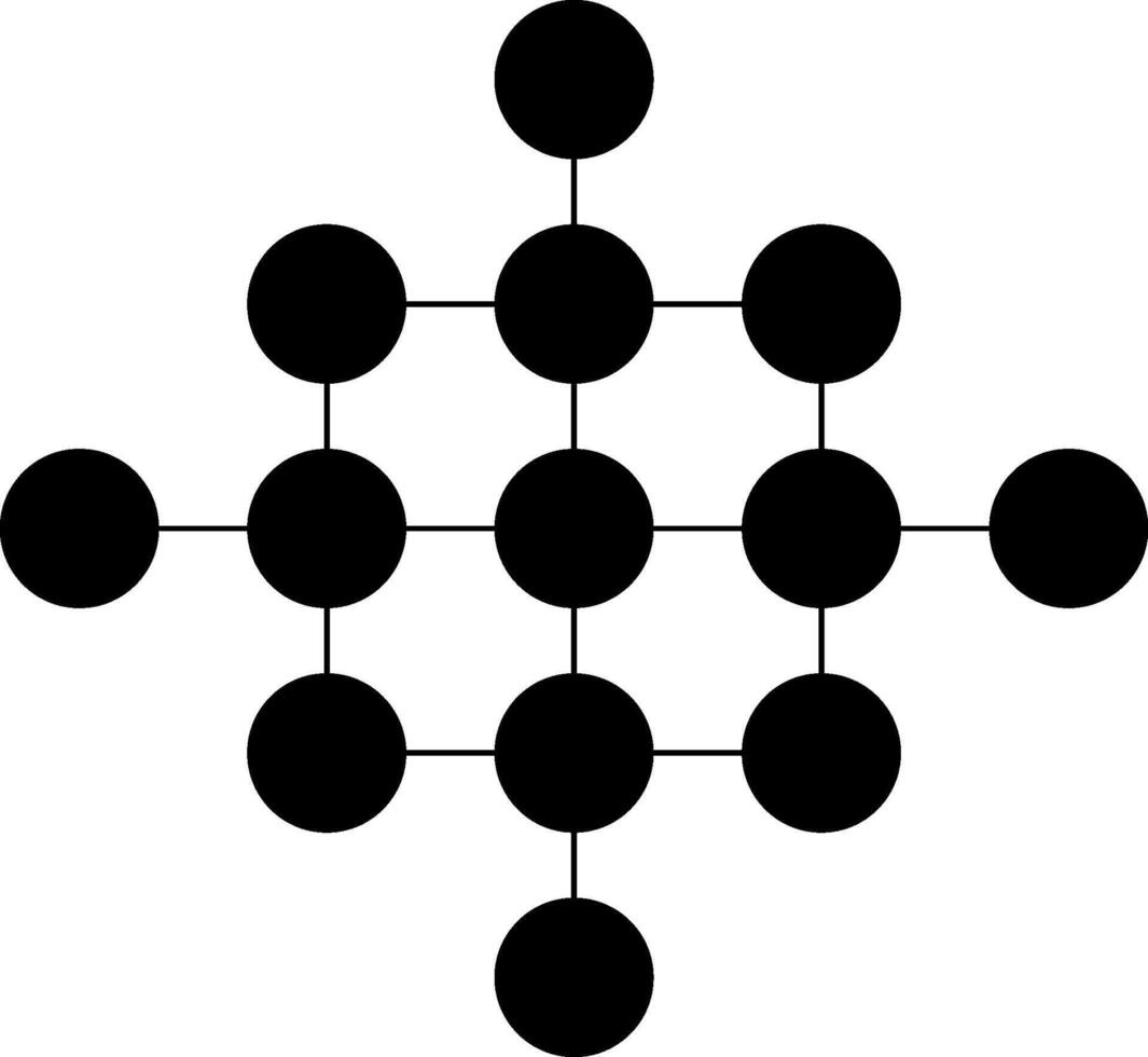 Grid of circular dots arranged in a rhombus-like geometric structure. vector