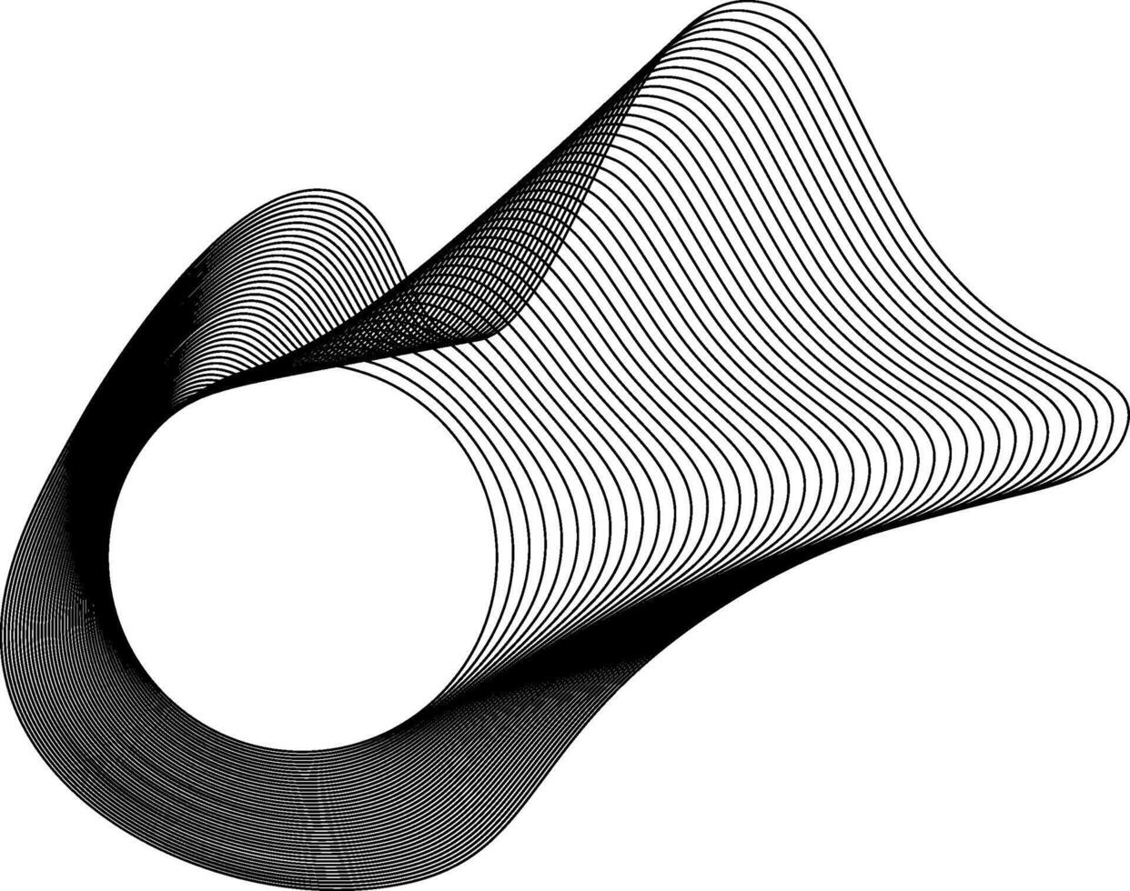 Design constructed from a round center with asymmetrical and irregular contour lines creating abstract movement. vector