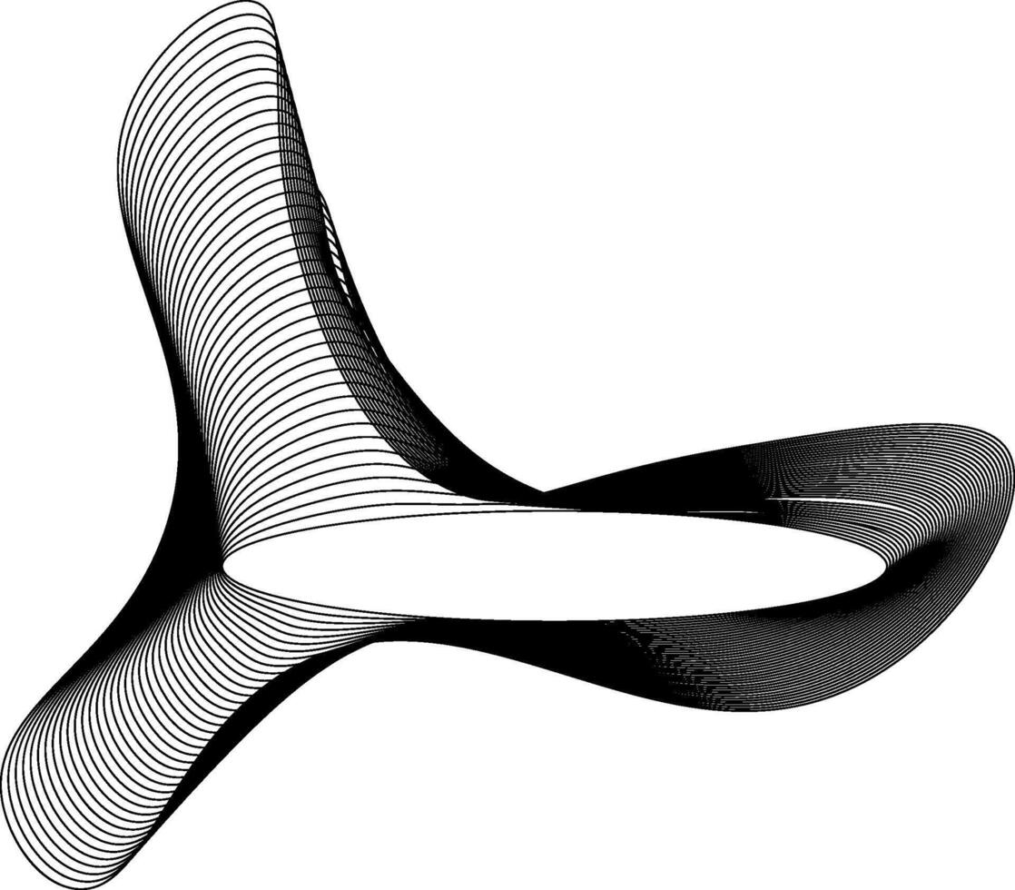 Element featuring central circular void and complex but balanced outer layers created from flowing curved lines. vector