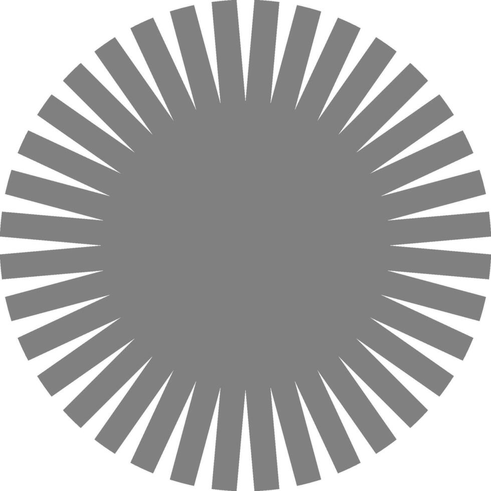 Densely packed linear rays generate a tight radial pattern forming a compact circular configuration. vector