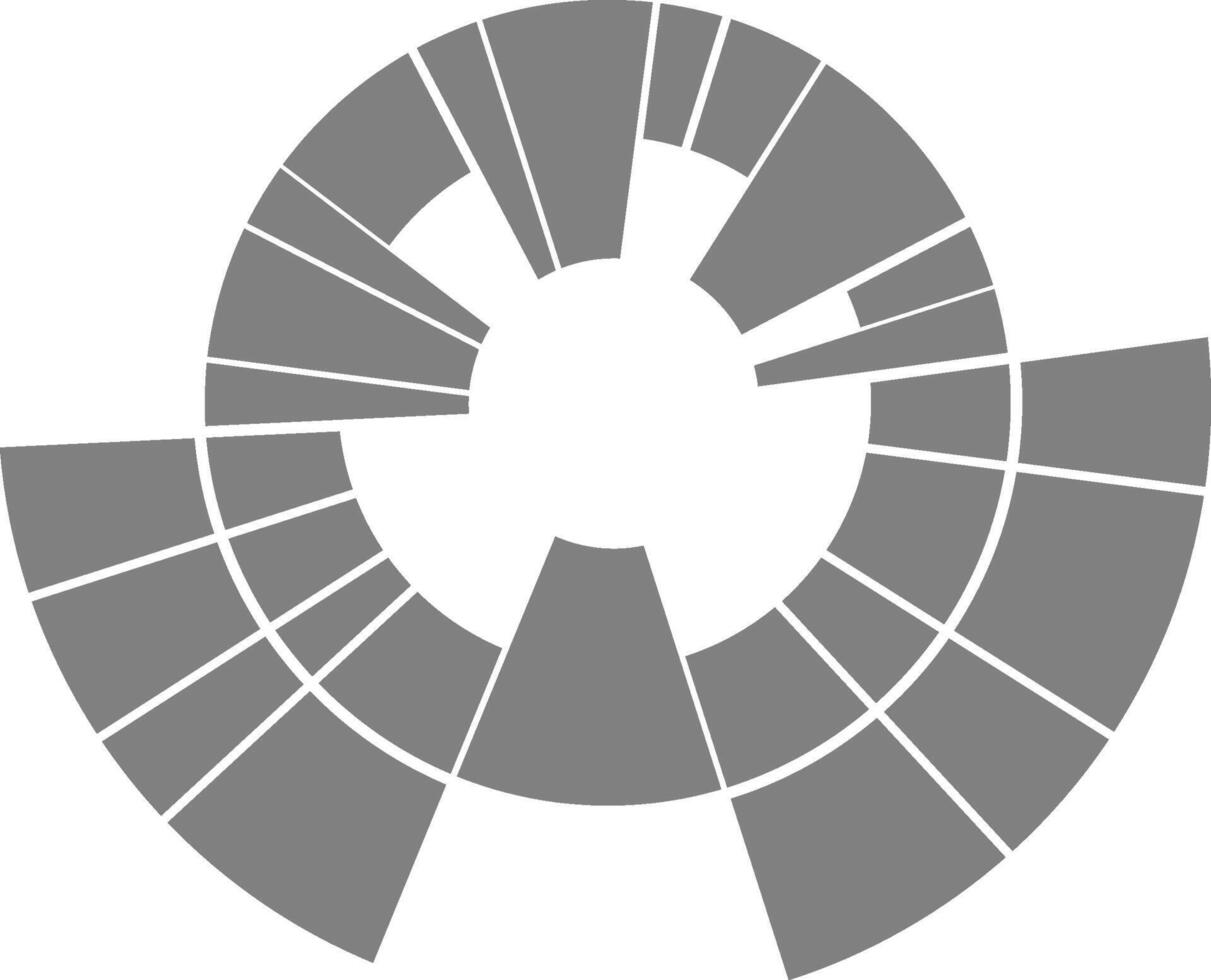 Radial wheel segments build a circular infographic layout emphasizing organized data flow. vector