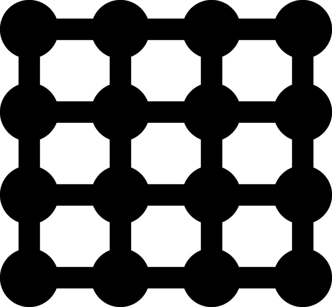 Multiple bridge-like formations created by linked circular nodes forming structured pathways. vector
