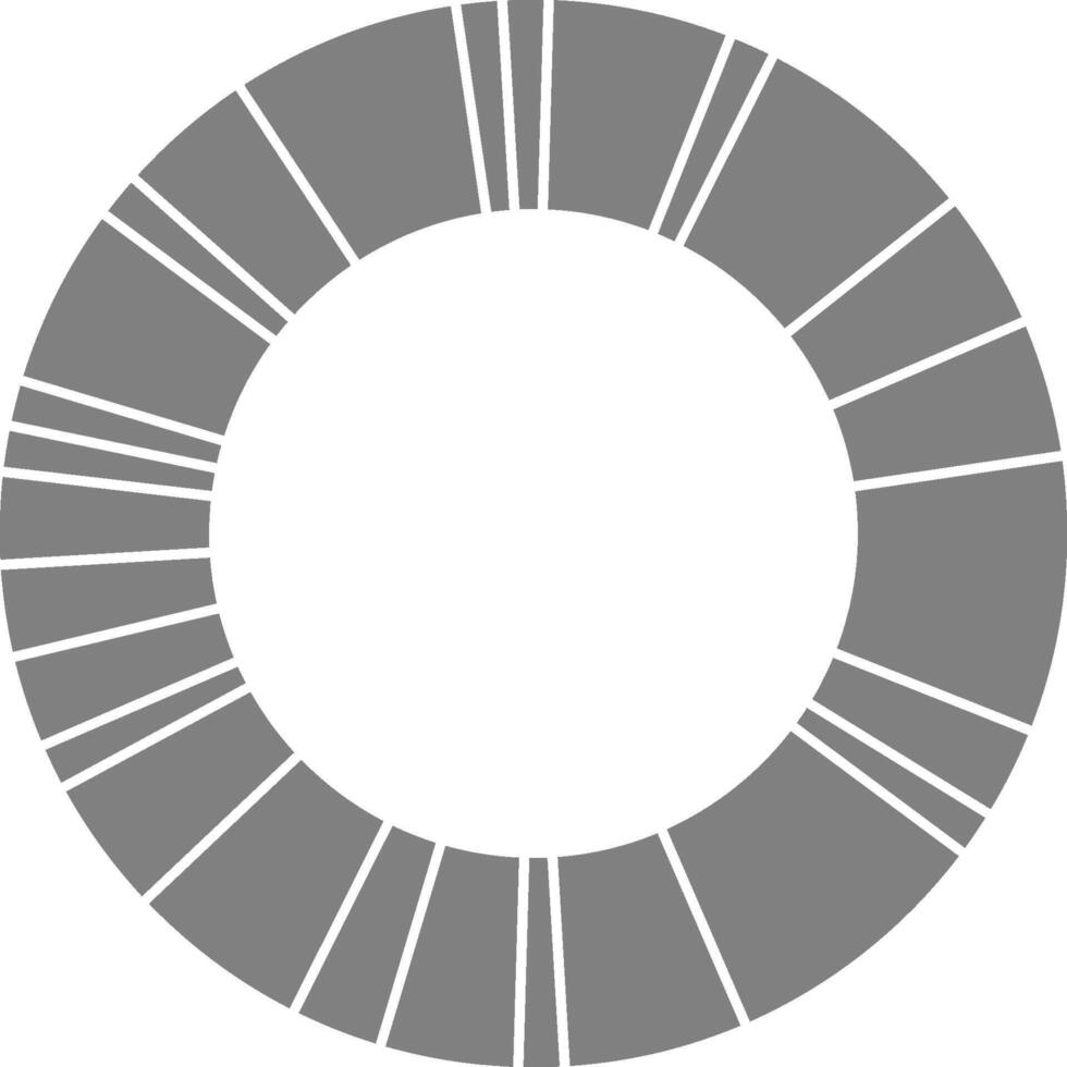 Multiple narrow ring divisions form a precise circular pattern built from fine radial slices. vector
