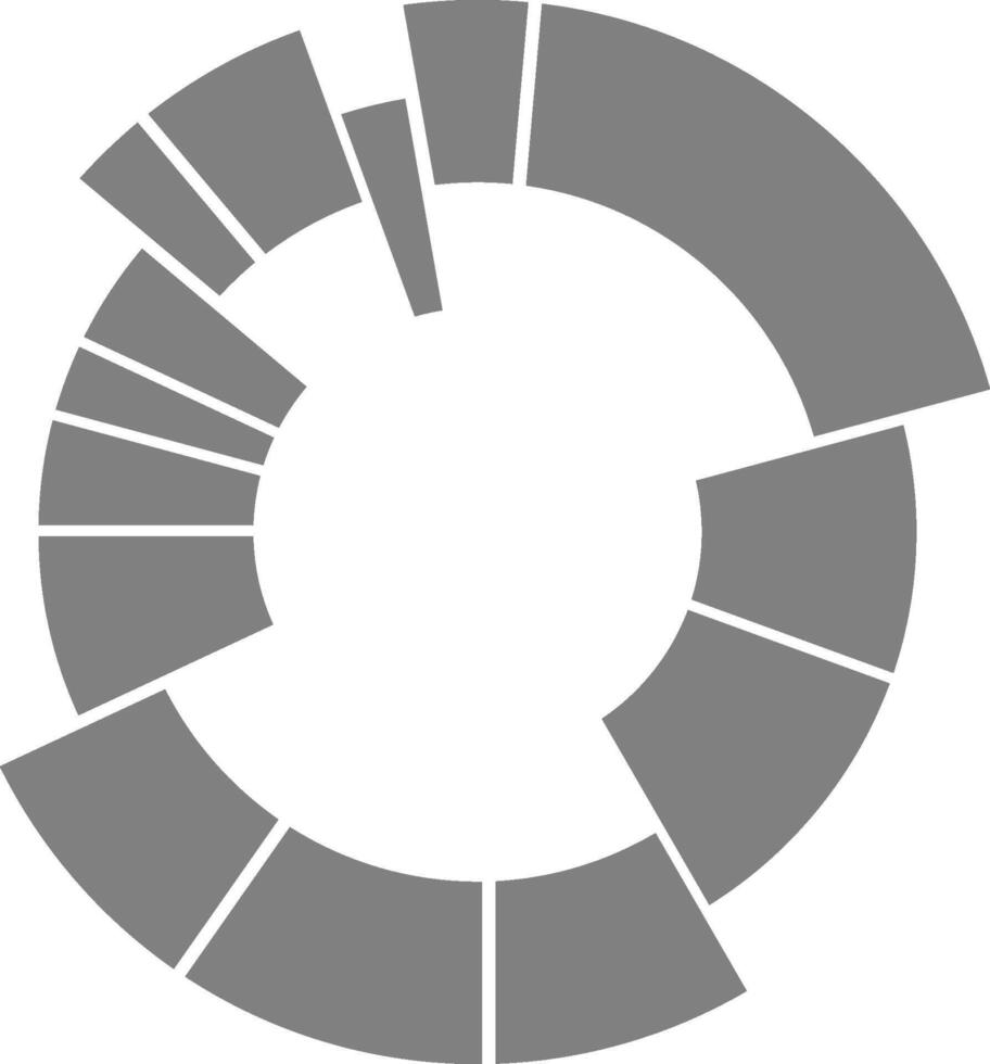Semi-donut formation arranges circular data across a half-ring layout emphasizing open radial segmentation. vector