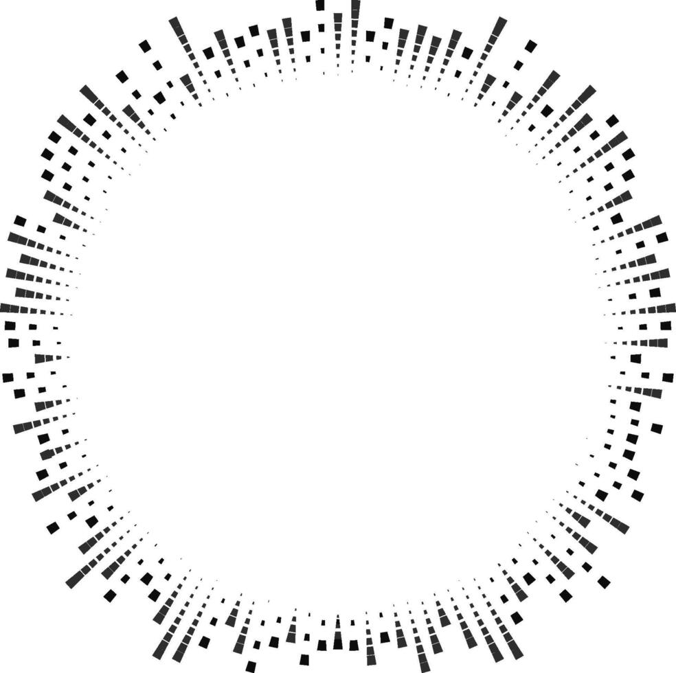 Irregular square rays surround a large central space with varying line thickness forming a radial circle. vector