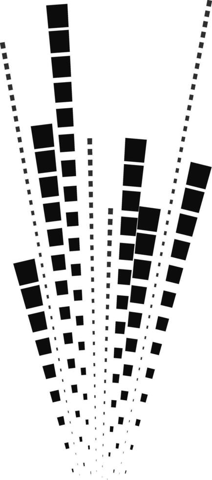 Linear beam formed with irregular square units radiates outward from a central circular structure. vector