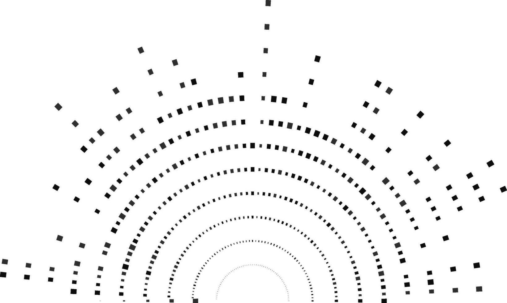 Semicircle structure featuring big irregular square rays surrounding a central circular space with open center. vector