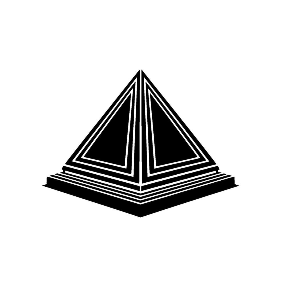 A geometric pyramid with layered steps and symmetrical triangular facets isolated vector