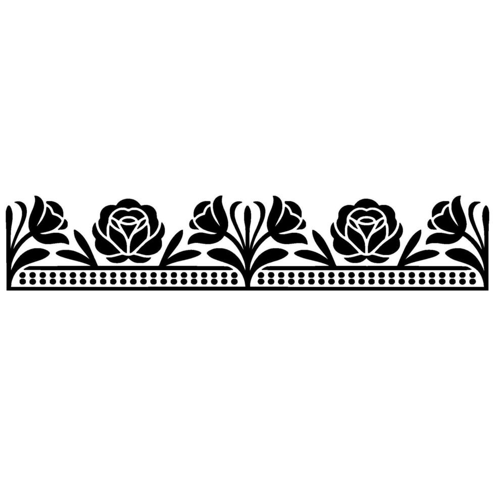A continuous border featuring a repeating pattern of stylized roses and floral elements vector