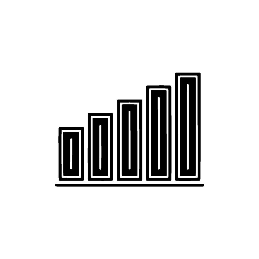 Clean and modern outline representing a bar chart with ascending bars indicating growth and progress vector
