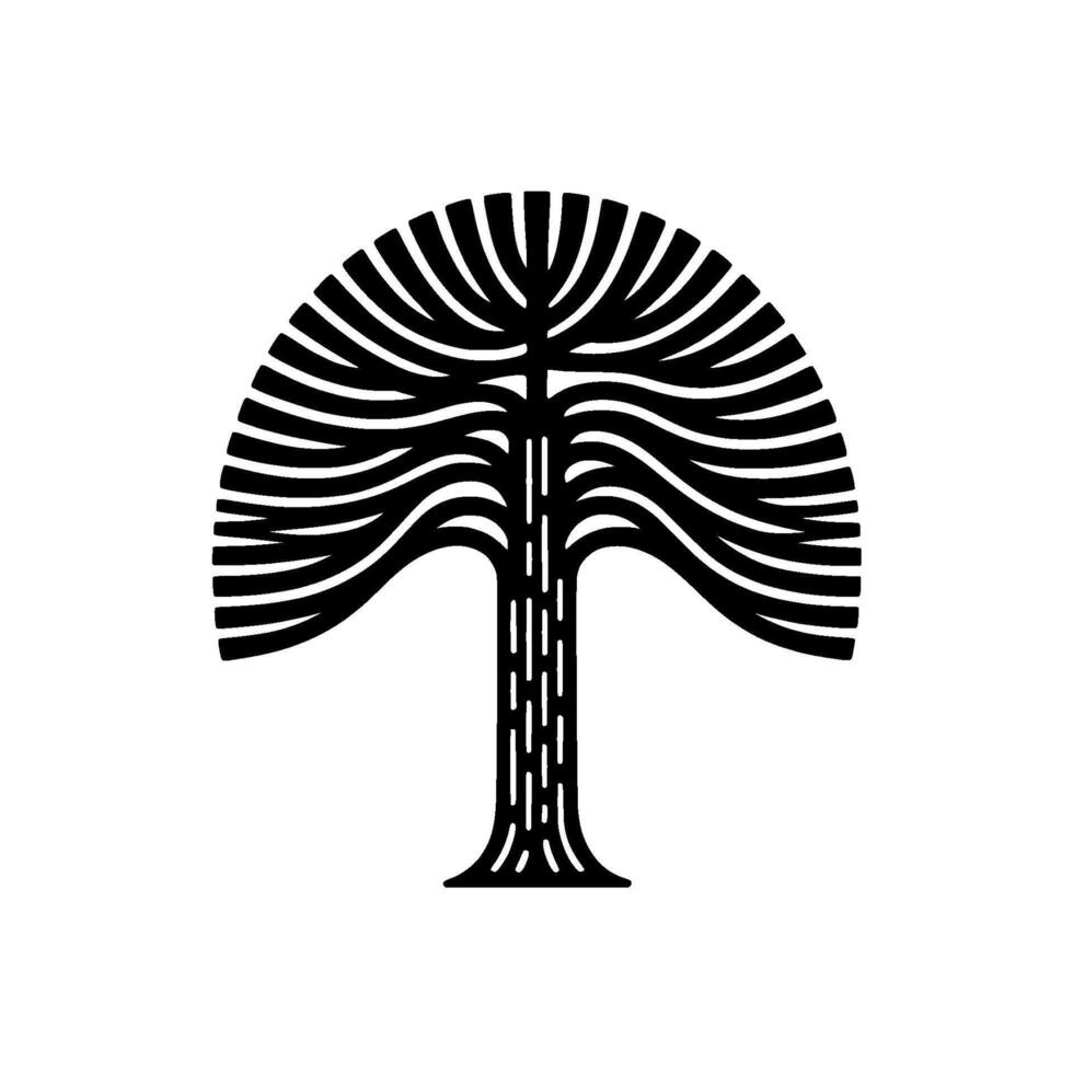 A stylized illustration of a minimalist tree with flowing organic lines and a textured trunk vector