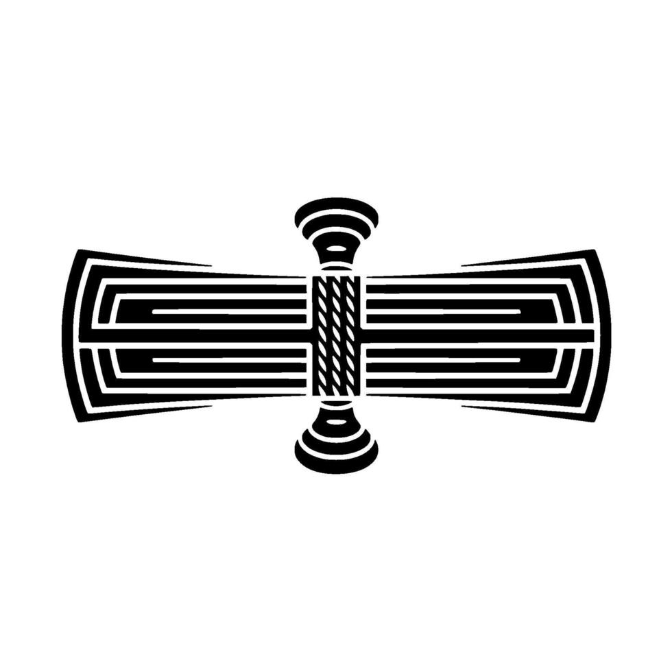 Abstract geometric symbol resembling a stylized ancient scroll or a stylized ankh with concentric circular elements vector