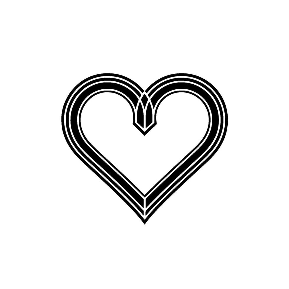 Elegant interlocking heart symbol with concentric lines and sharp points vector