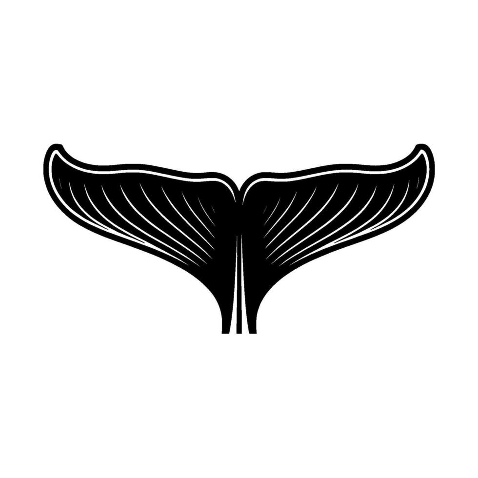 A sleek and stylized silhouette of a whale fluke or dolphin tail with radiating lines creating a detailed fin pattern vector