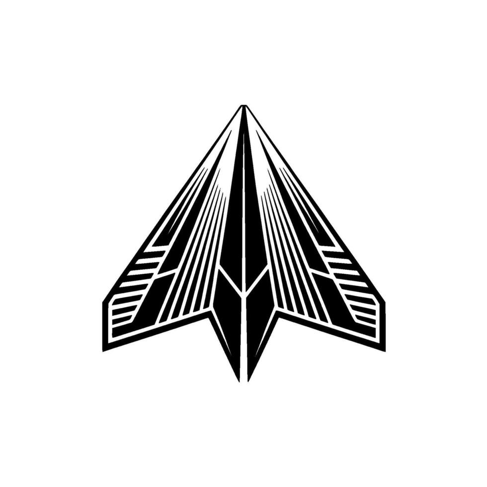 A striking geometric paper airplane with sharp lines and symmetrical patterns vector