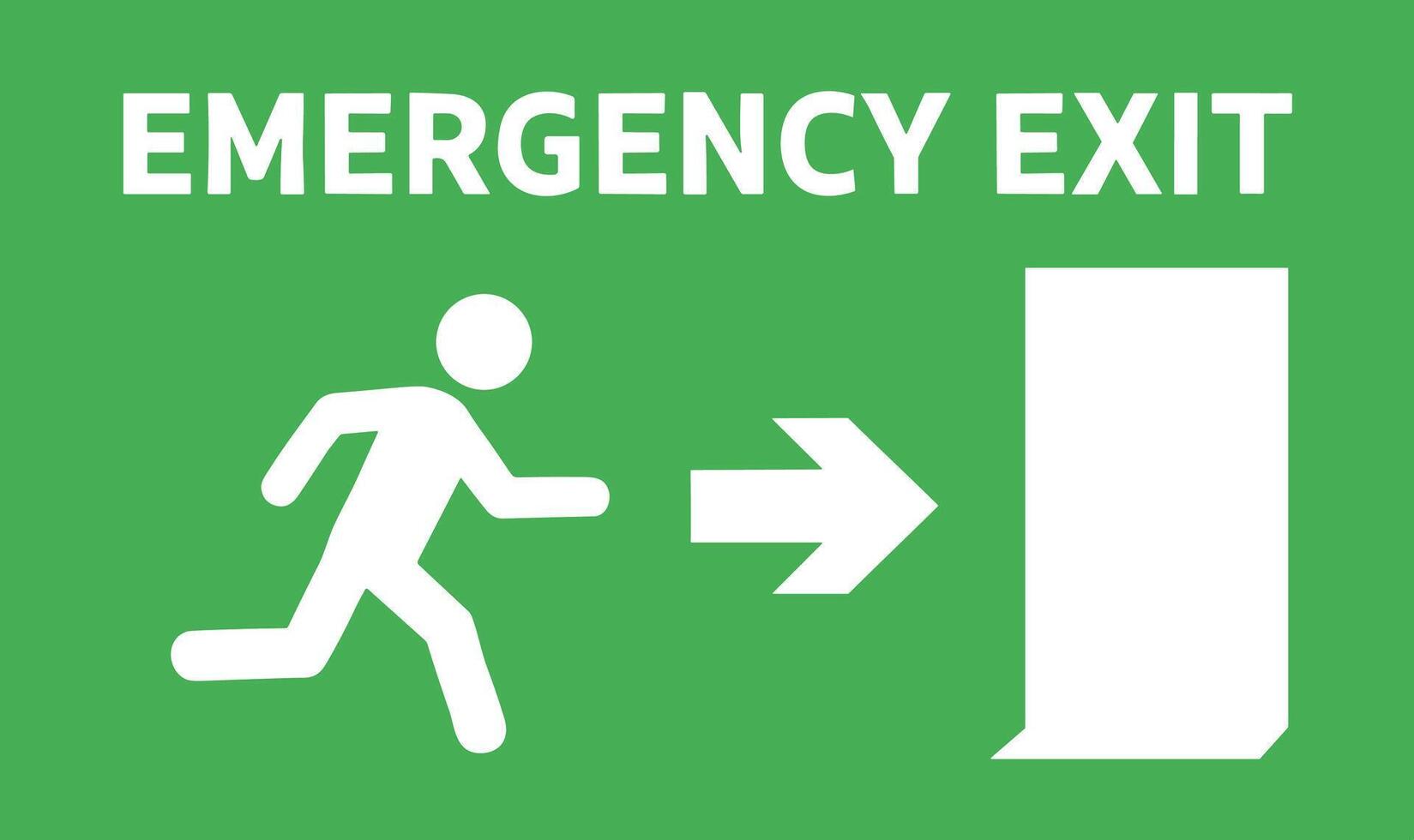 Green emergency exit sign with running person pictogram. vector