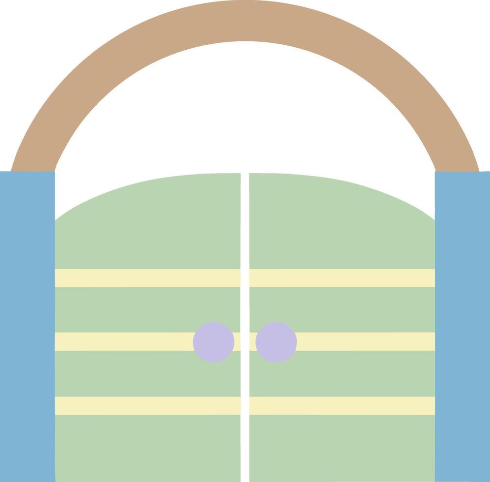 Simple flat illustration of a colorful arched gateway. vector