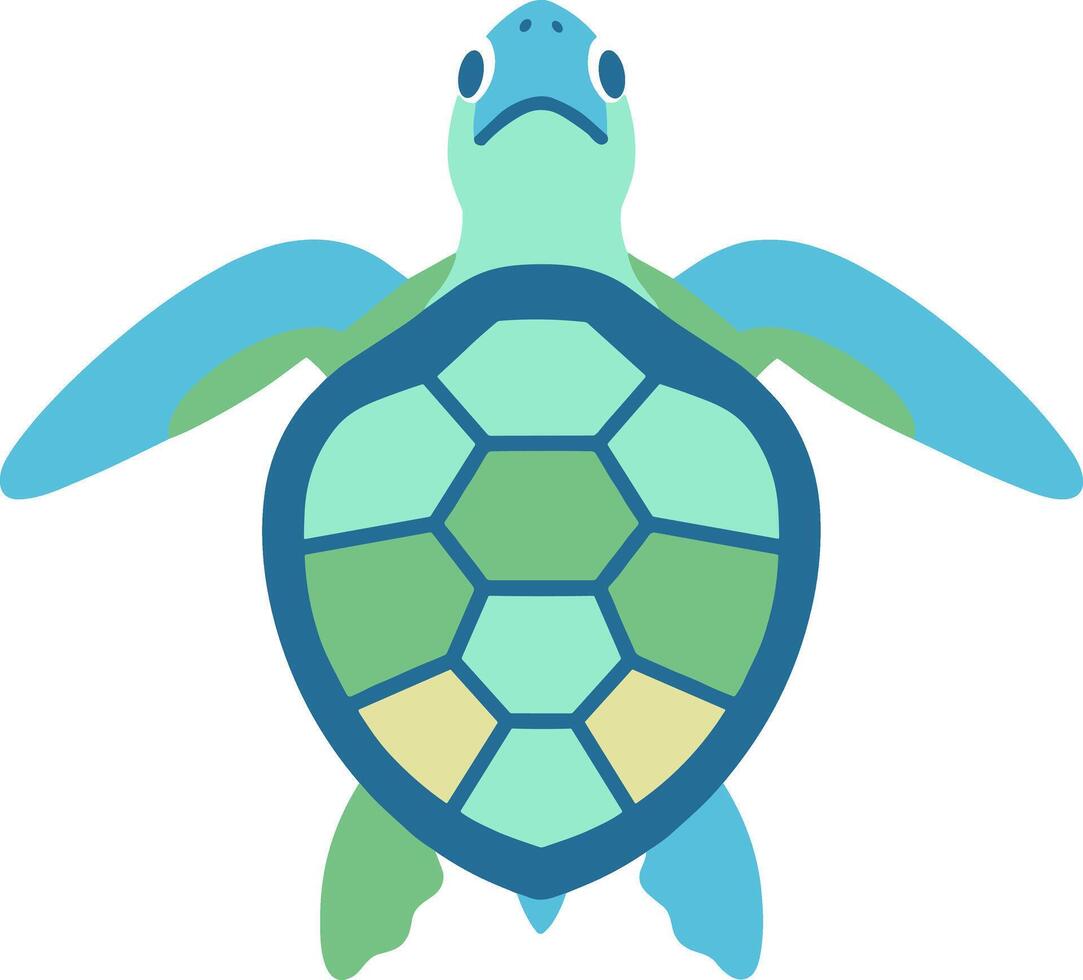 Stylized sea turtle illustration with a geometric shell pattern. vector