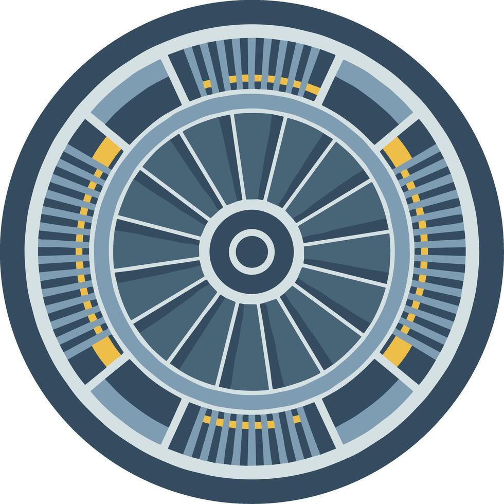 Isolated futuristic round spaceship part on a white background. vector