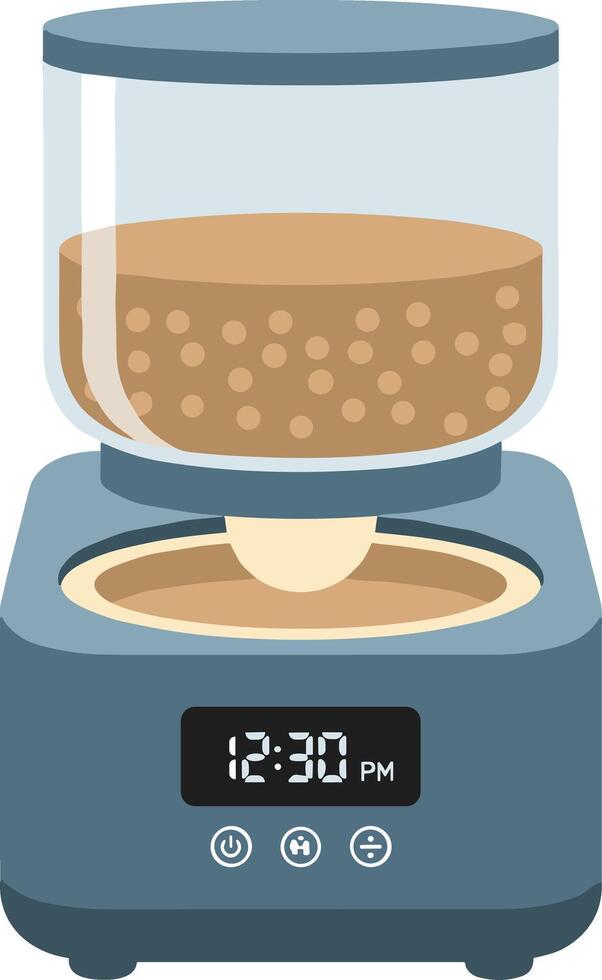 Smart automatic pet feeder with digital clock and programmable timer. vector