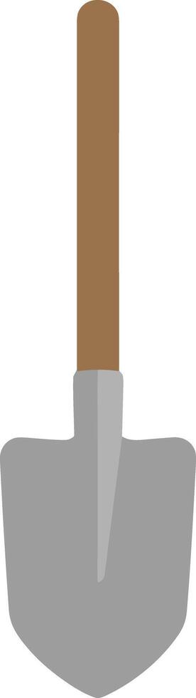 Minimalist flat design illustration of a pointed shovel with a wooden handle. vector