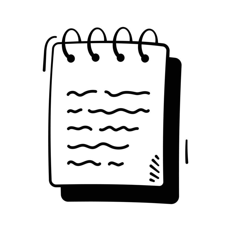 Well designed amazing doodle style icon of notebook, homework, reminders, and school notes. vector