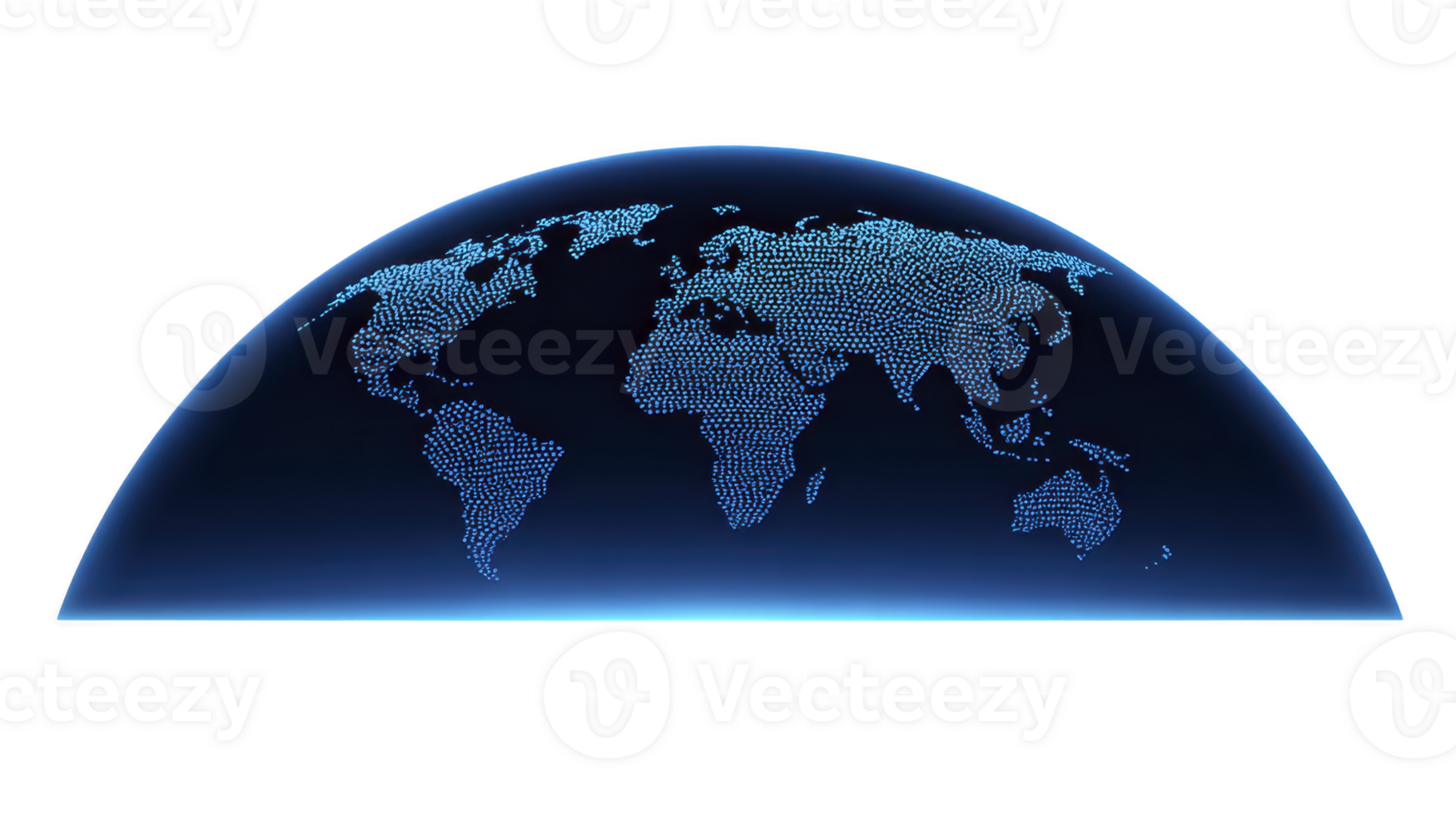 numérique monde carte bleu points hémisphère embrasé effet La technologie global réseau moderne abstrait futuriste Les données visualisation. image spectacles numérique monde carte avec bleu points formant continents png