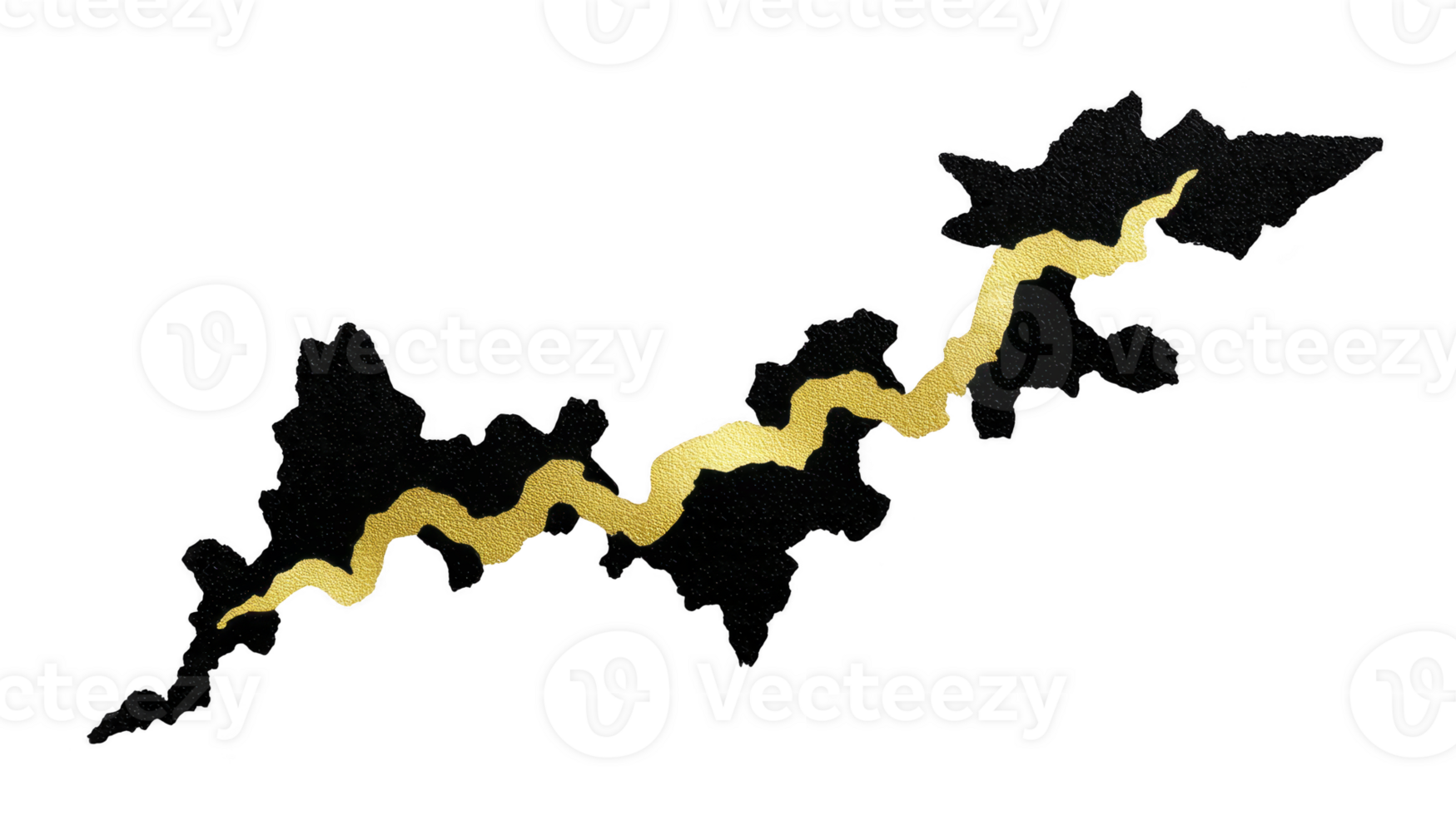 Gold lightning bolt with textured metallic effect on black abstract background, symbolizing energy, power, and dynamic movement, suitable for modern design and creative projects png