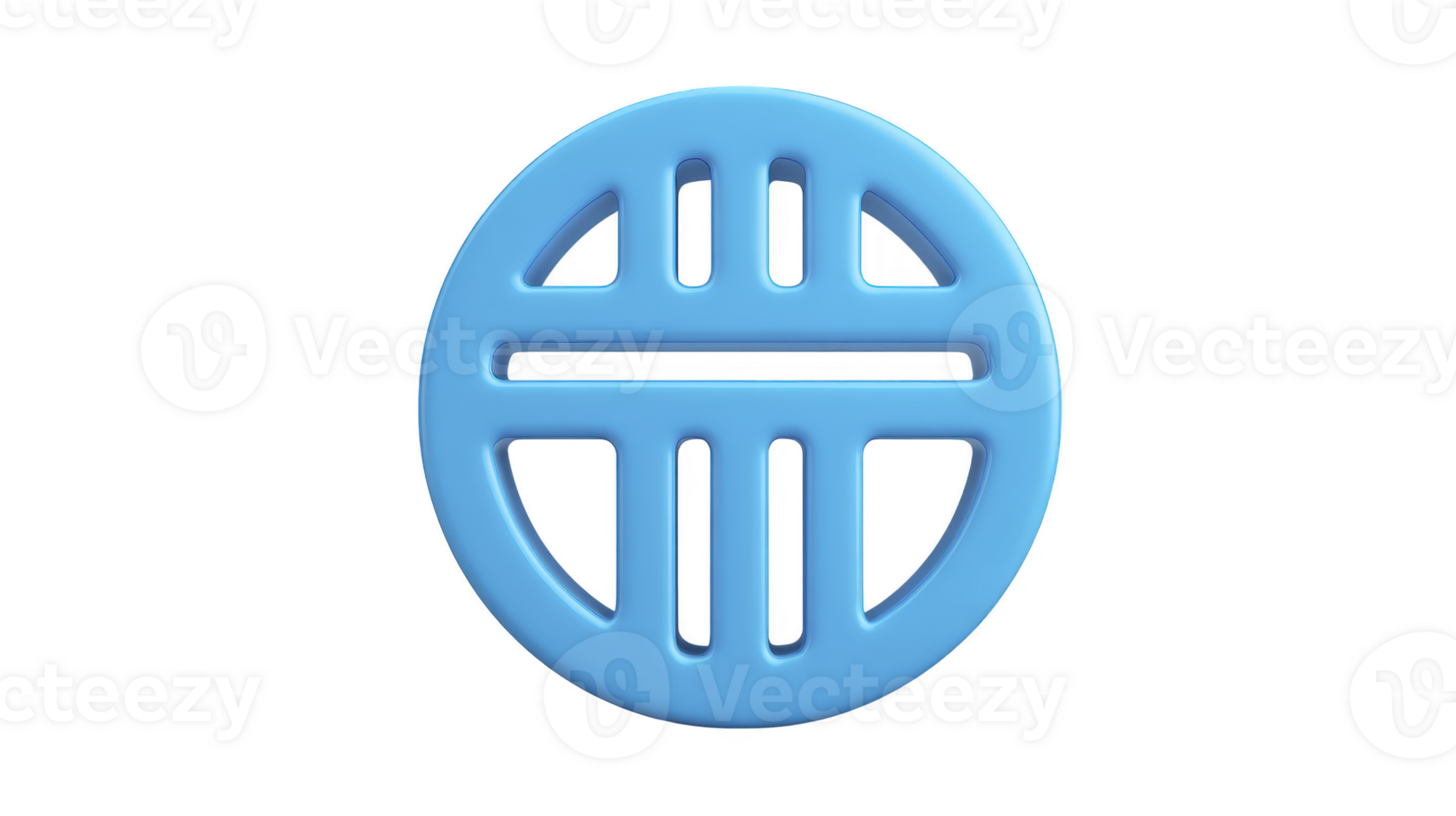 Blue round plastic object with geometric cutout pattern, isolated on transparency background, modern design, abstract shape, minimal style, suitable for creative concepts or decoration png