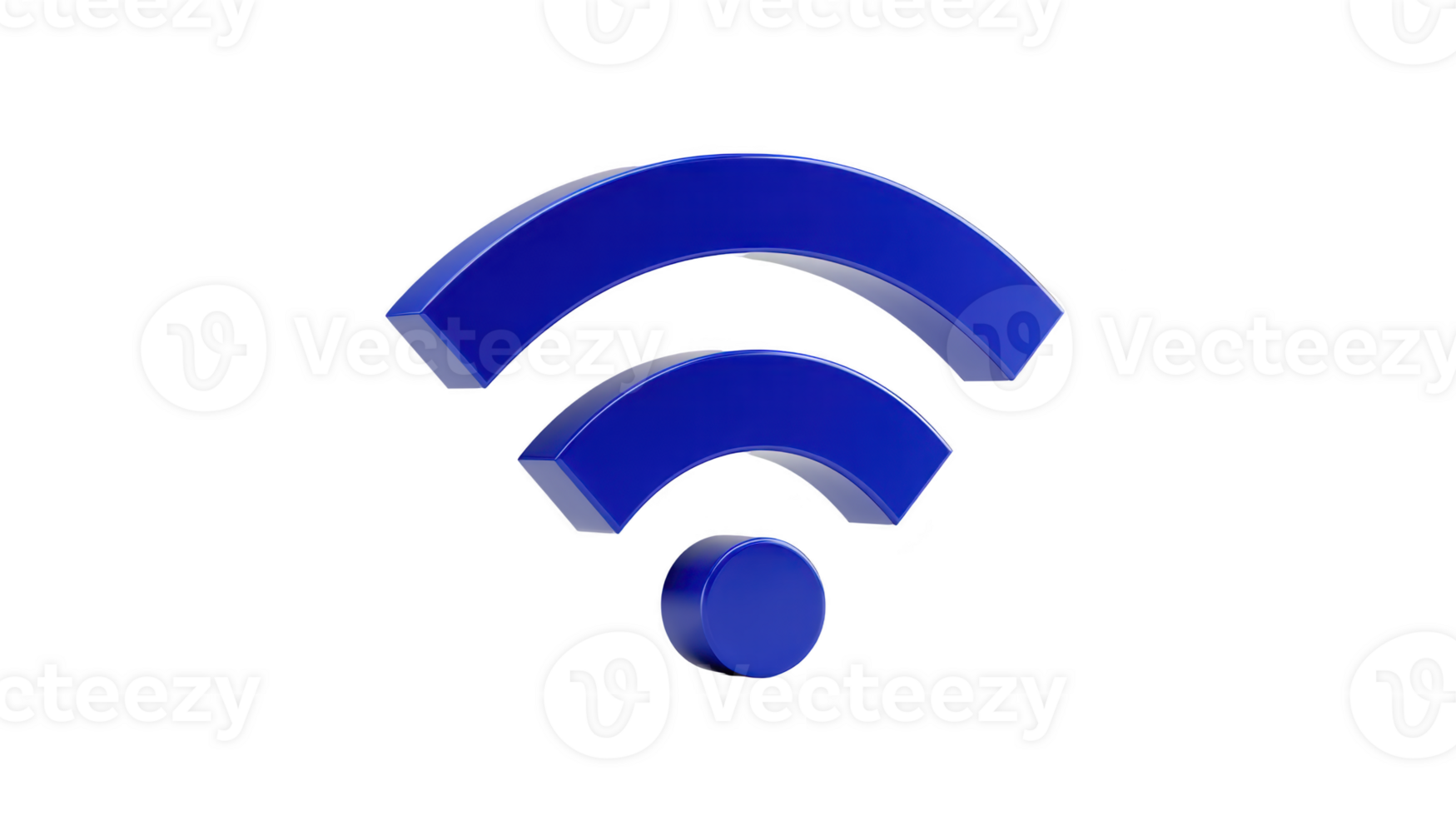 Blue wireless signal icon with three curved lines and dot, symbolizing internet connectivity, technology, and communication, isolated on transparent background png