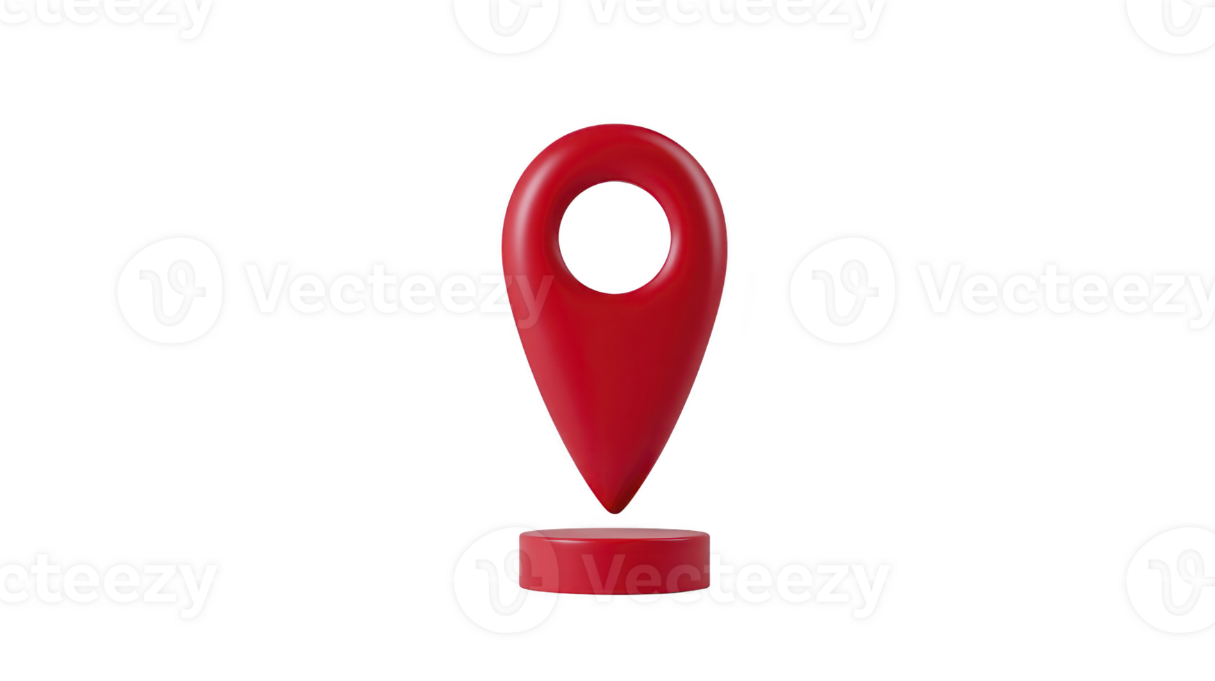 Red map pin location marker 3D illustration isolated on transparent background navigation symbol modern design travel concept digital map simple and clean style technology direction png