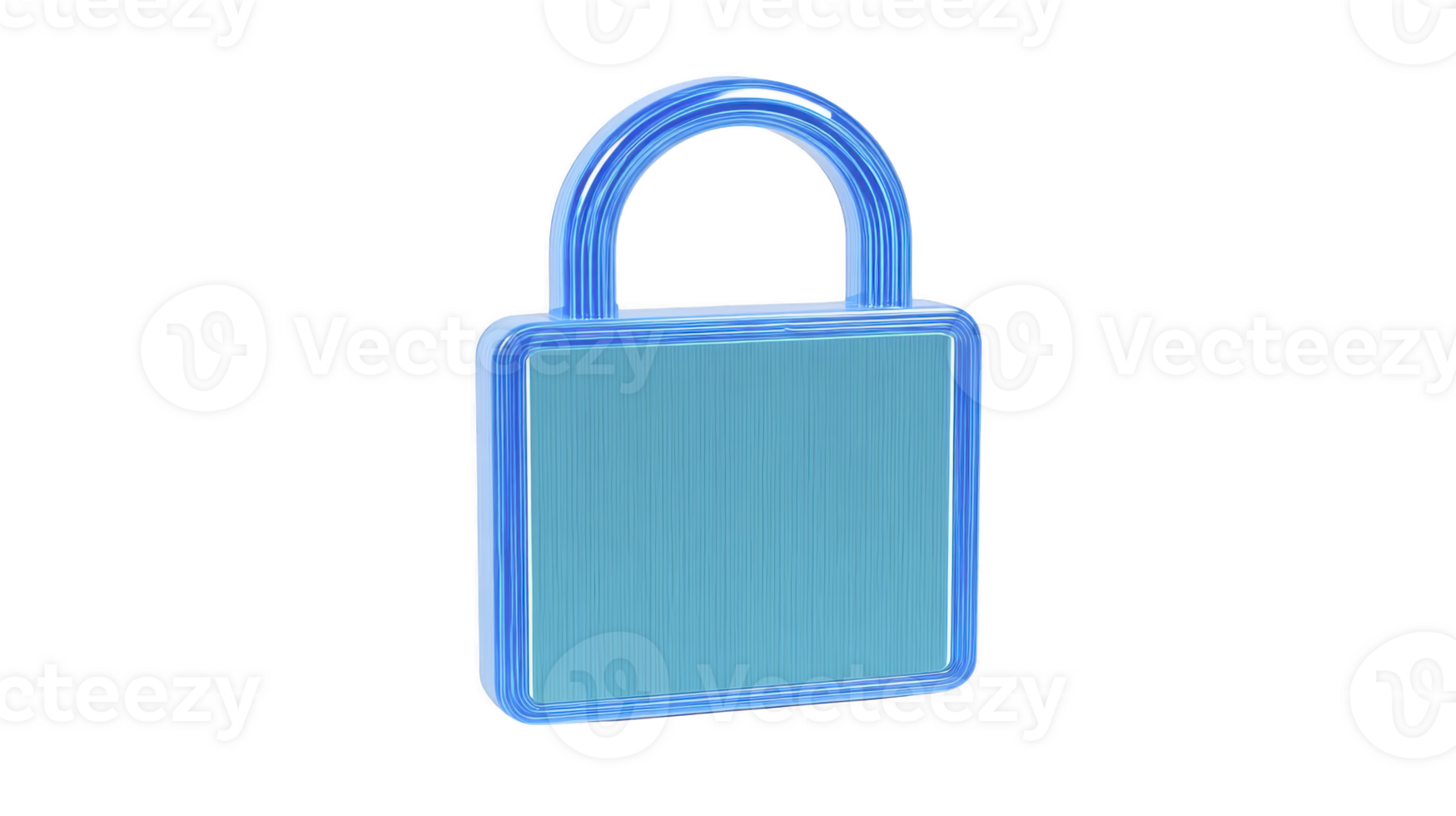 Blue padlock icon, 3D illustration, isolated on transparent background, symbolizing security, privacy, and protection, with modern and minimal design for digital or web use png