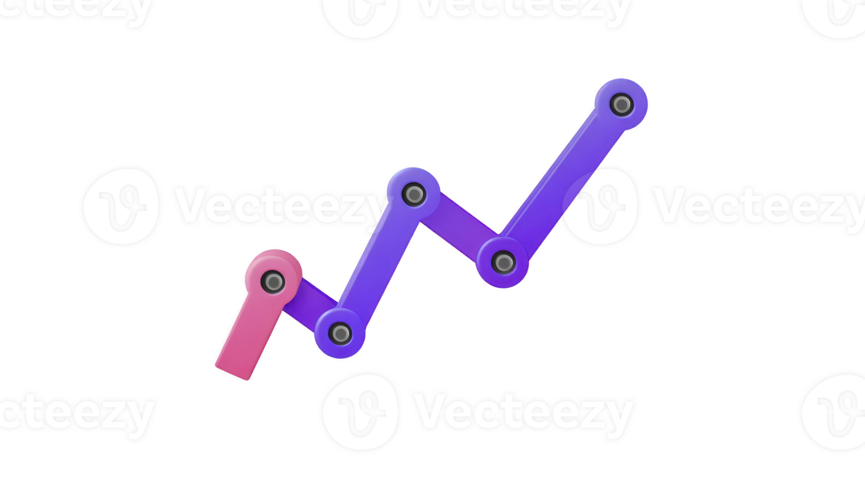 3D growth chart colorful gradient line graph upward trend business success financial increase data analytics modern design isolated on white png