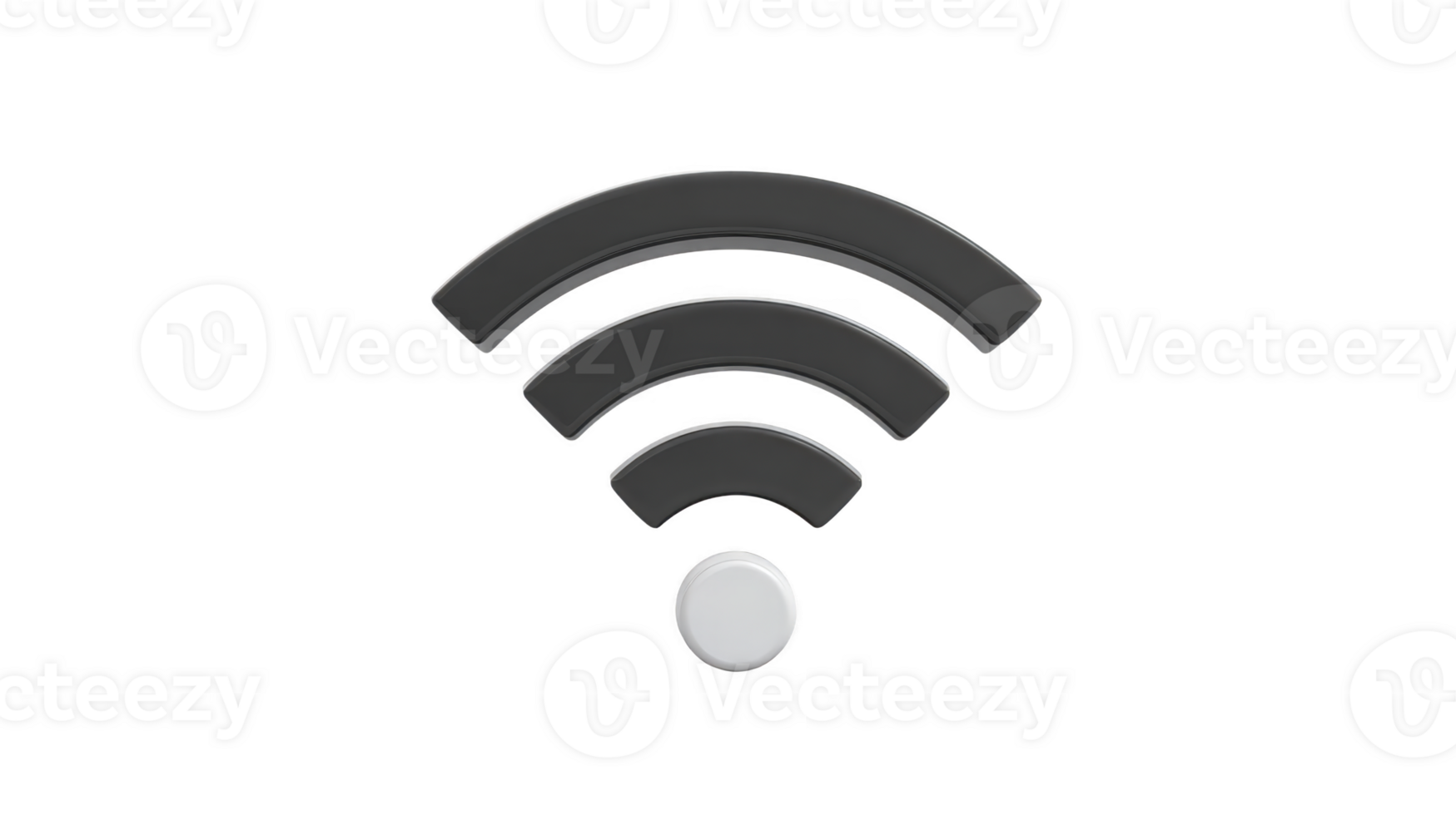 Wireless signal icon, black and white, isolated on transparent background, representing internet connection, network, communication, and technology in modern digital style png