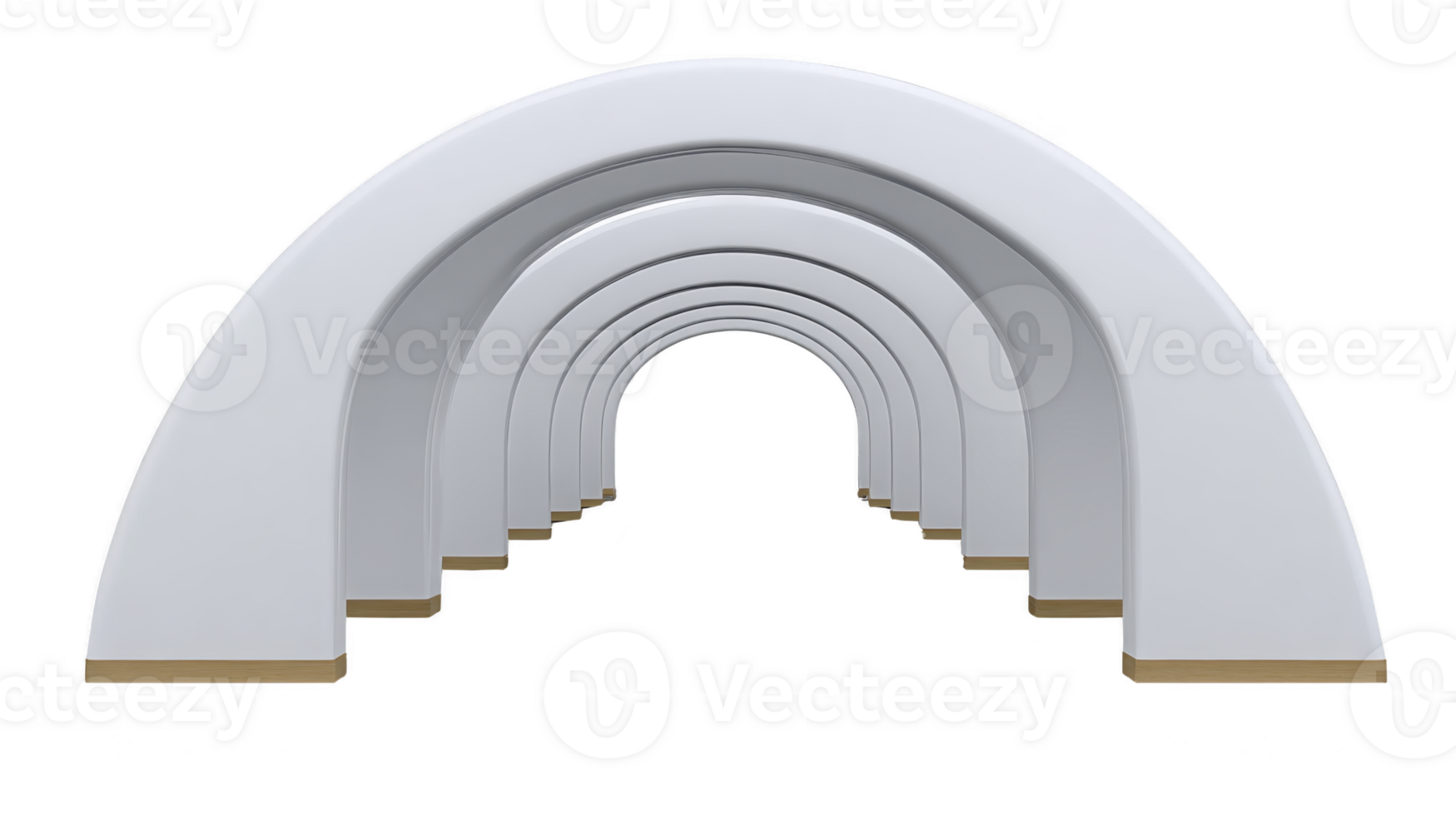 branco arco estrutura com moderno minimalista projeto, recorrente geométrico padrão, suave superfície, e de madeira base, criando túnel efeito com limpar \ limpo linhas e simetria png