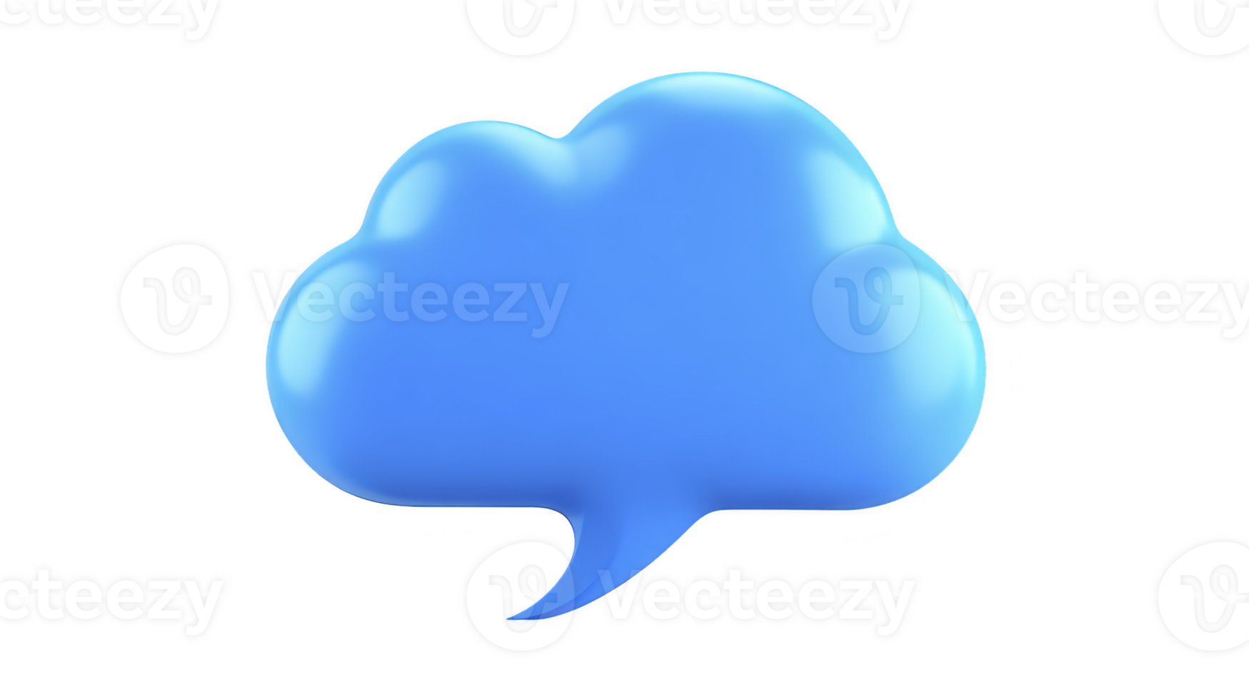 Blue cloud speech bubble 3D illustration isolated on transparent background symbolizing communication conversation chat and digital messaging in modern playful style png