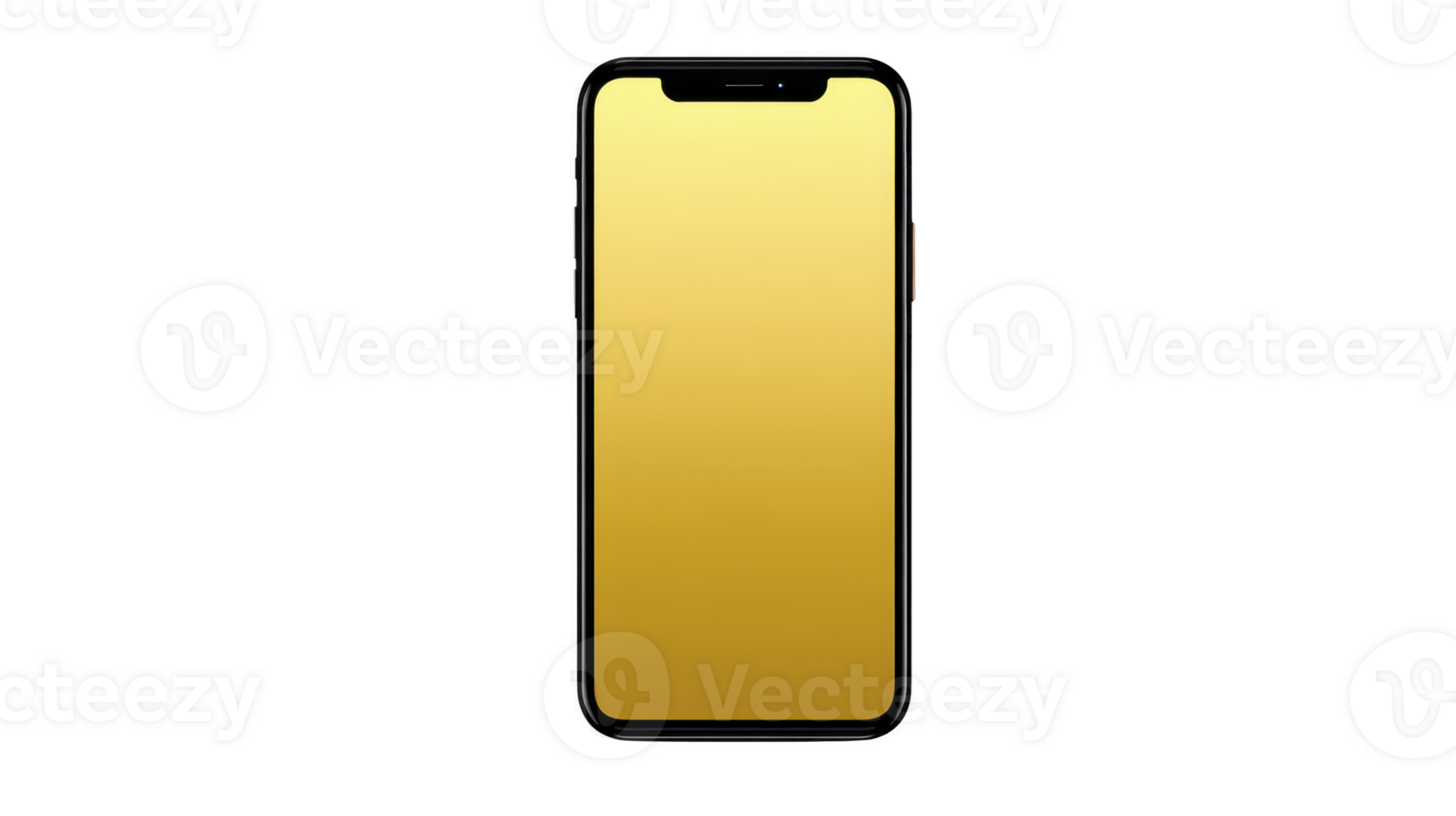 Smartphone with blank yellow gradient screen, modern mobile device, isolated on transparent background, digital technology, communication, and minimalist design concept png