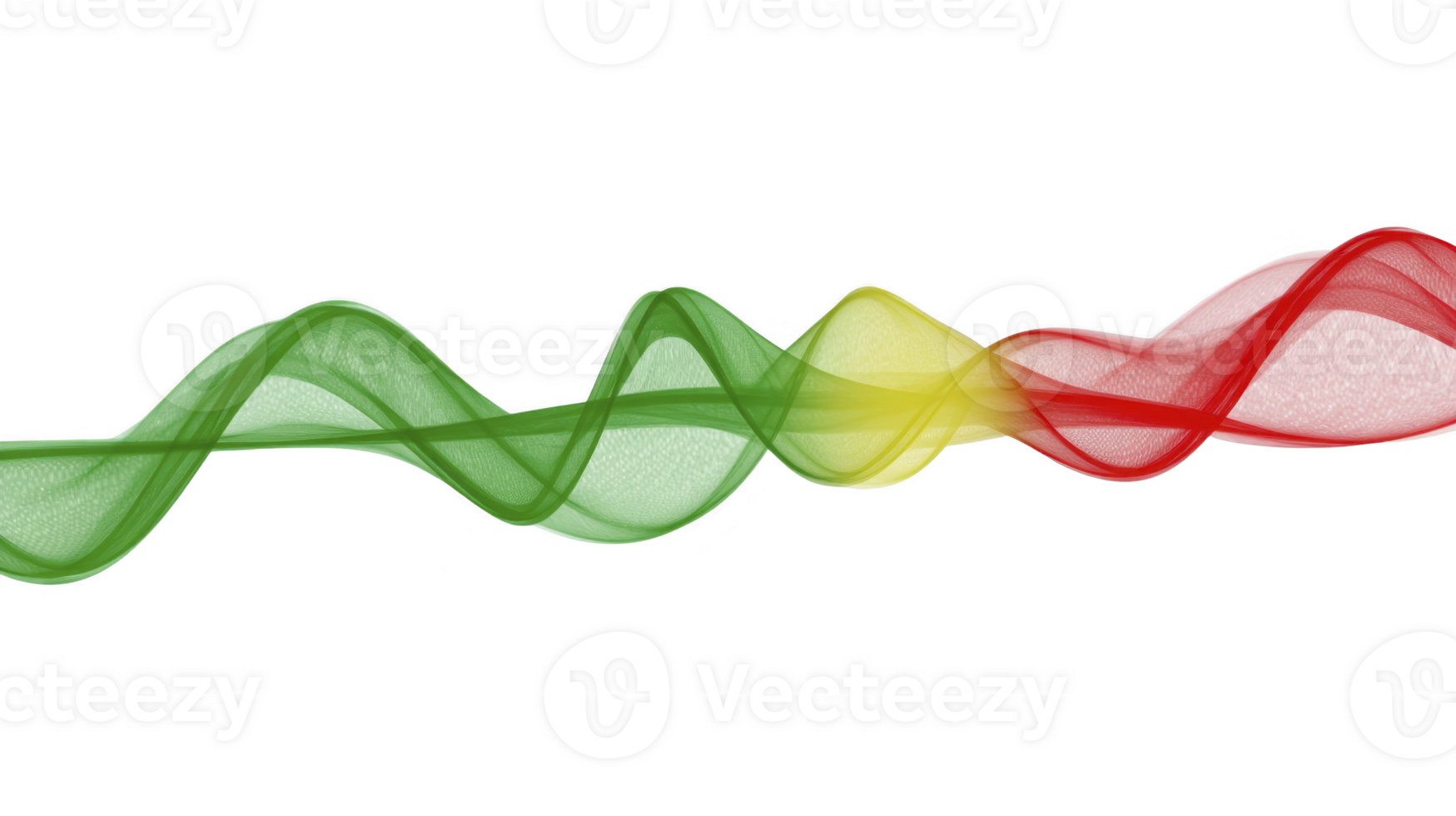 Colorful abstract wave with green, yellow, and red gradient, transparent flowing lines, modern design, isolated on transparency background, creative and dynamic energy concept png