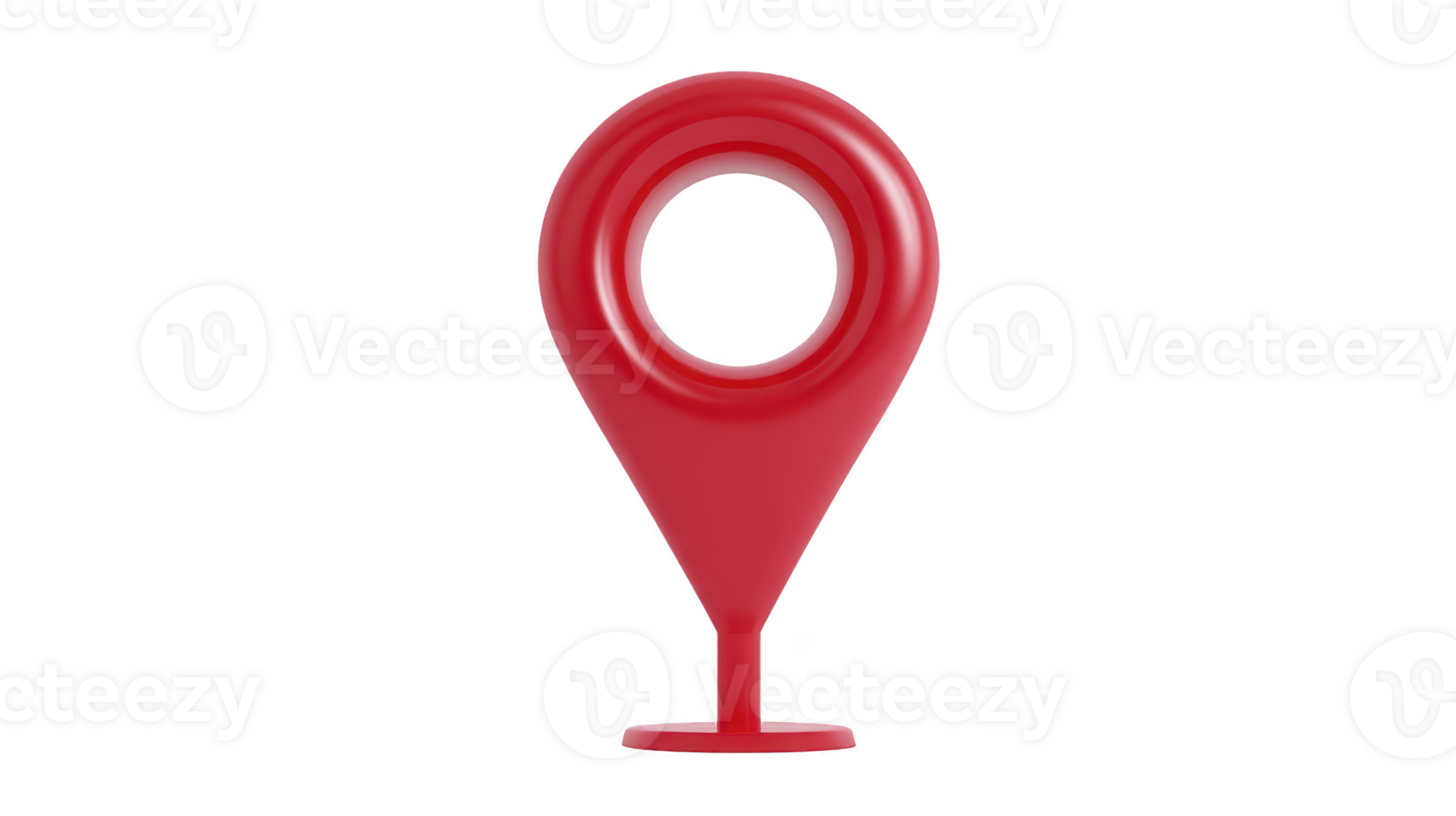 Red location pin marker 3D illustration isolated on transparent background symbolizing navigation map pointer travel and direction with modern and minimalistic design png