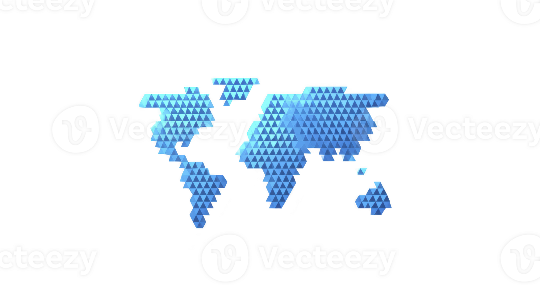 World map made of blue geometric triangle pattern, modern abstract design, digital style, isolated on transparency background, creative global concept, futuristic, technology inspired png