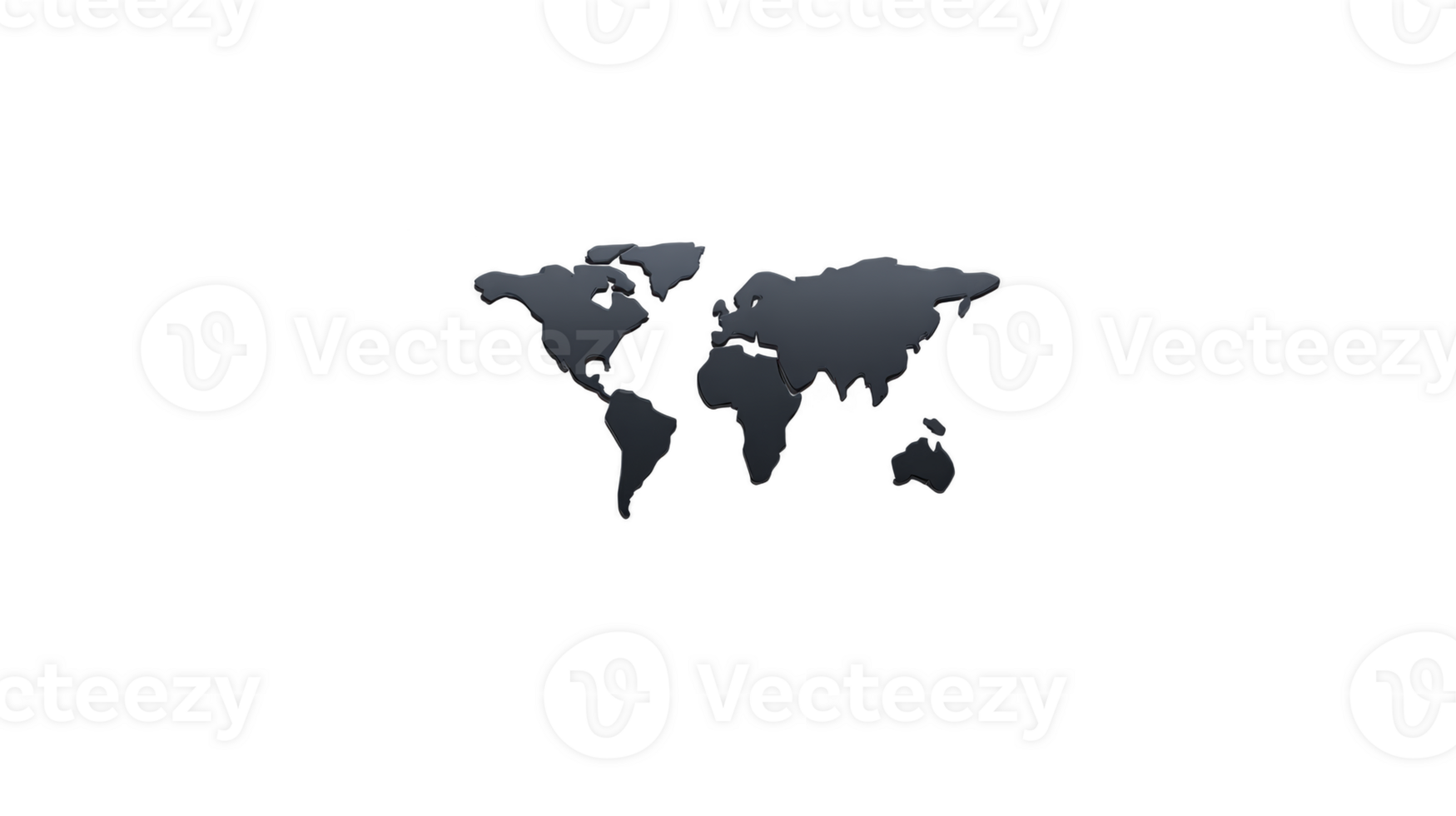 Minimalist world map silhouette, dark gray continents on transparency background, modern abstract style, simple global design for presentations, calm and neutral mood png