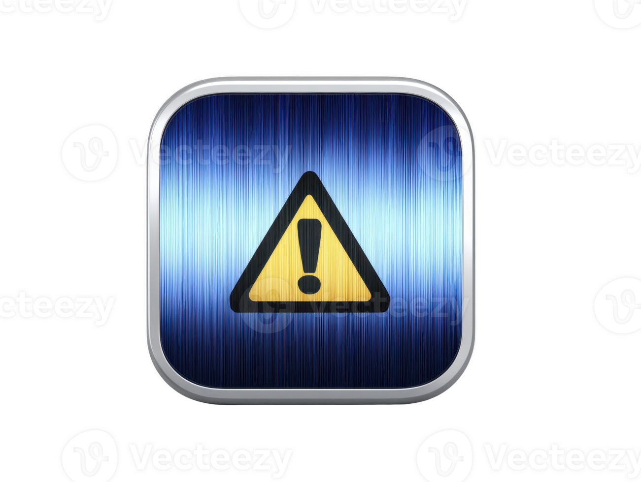 Warning sign icon with exclamation mark on blue gradient background, symbolizing caution, alert, or attention, suitable for user interface or safety notification png