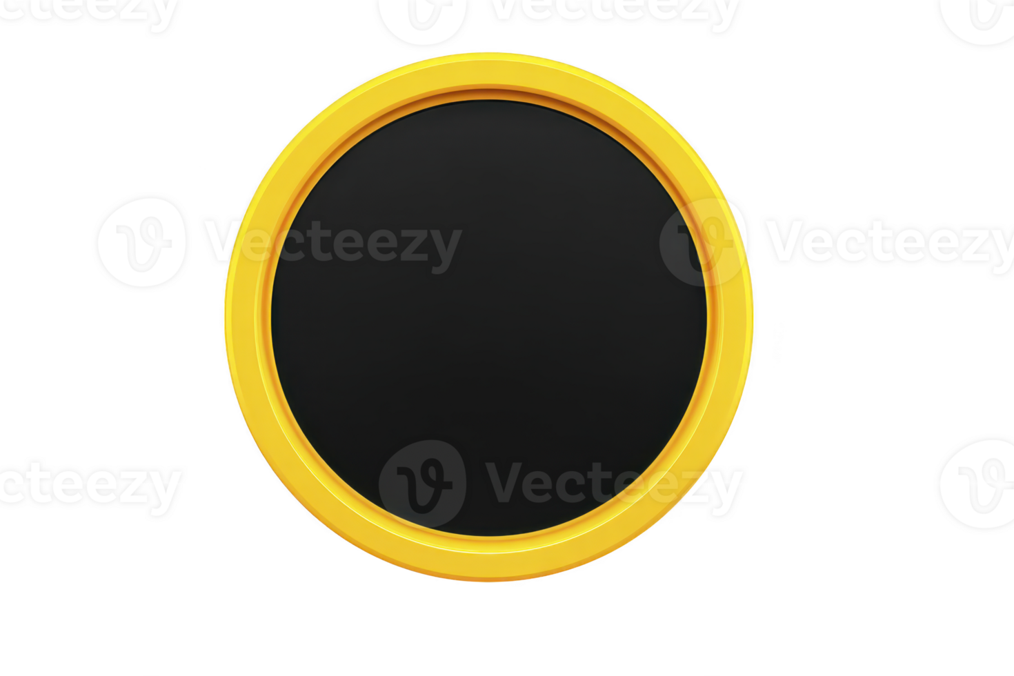 Yellow circle frame black center isolated on transparent background modern minimal design suitable for badge button label or icon clean and simple style png