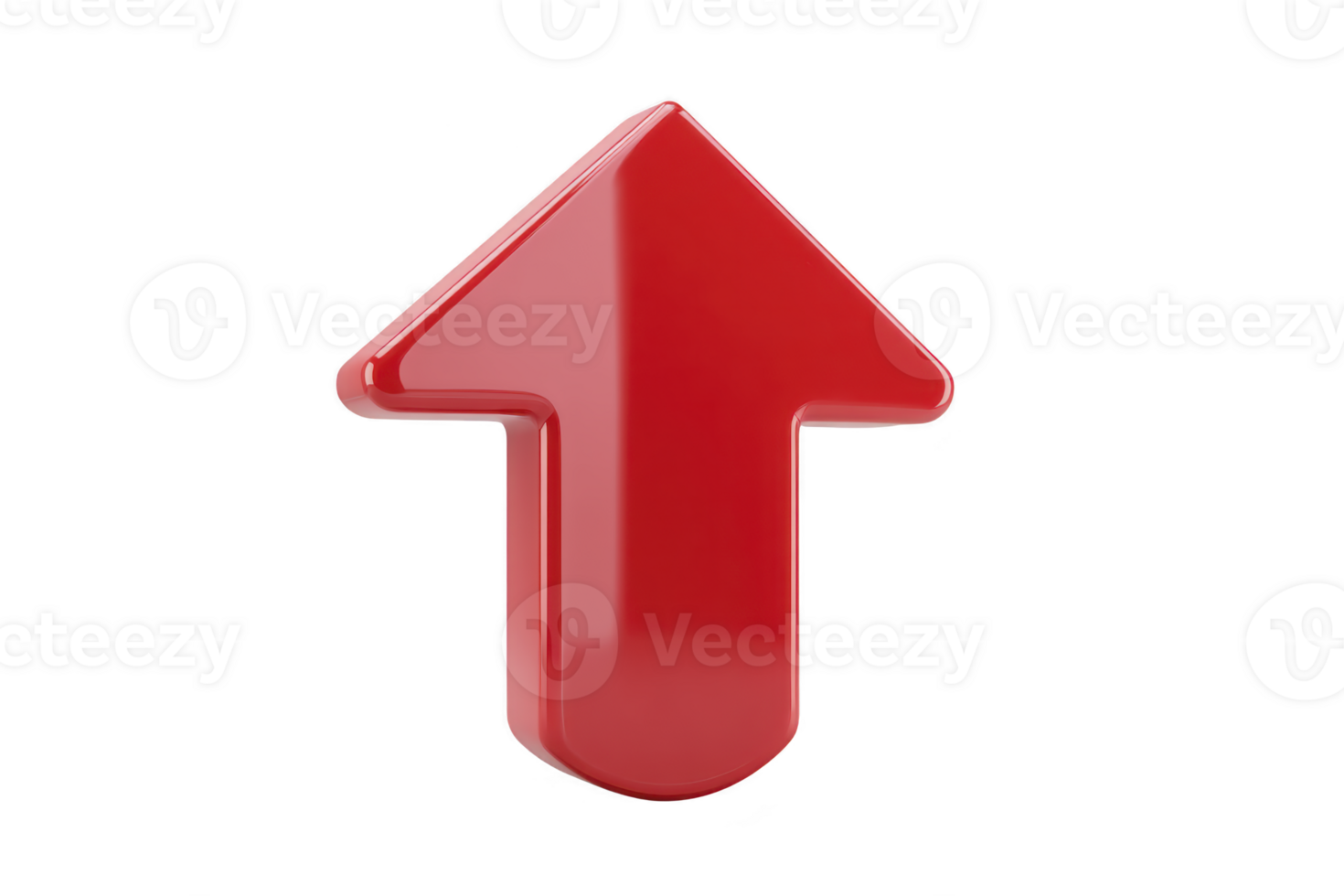 Red arrow glossy 3D upward isolated symbol direction navigation pointer modern simple bold graphic icon shiny curved plastic object design digital illustration clean minimal vibrant attention png